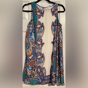 Black Bead Sleeveless Paisley Print Dress size medium NWT